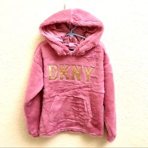 Brand New DKNY Kids Girls Faux Fur Hoodie Size 7
